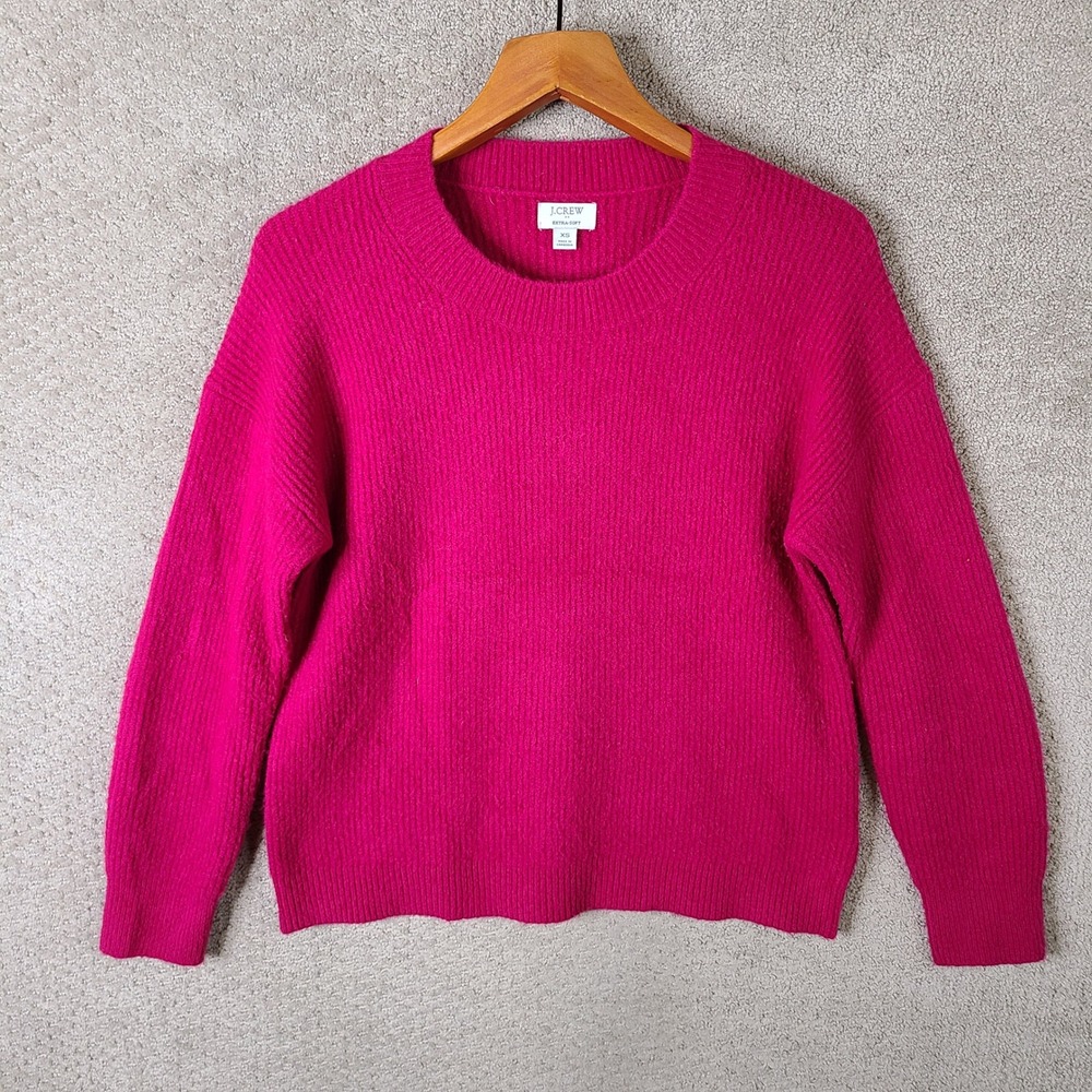 J.Crew Sweater Womens XS Pink Extra Soft Ribbed Crewneck Acrylic Wool Blend